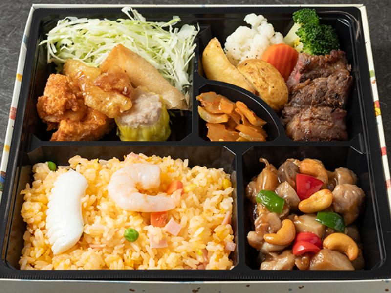 【贅沢】牛ステーキ＆鶏肉のカシューナッツ炒め　中華点心セット