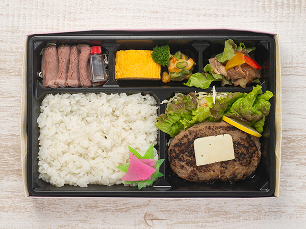 ハンバーグとローストビーフ弁当