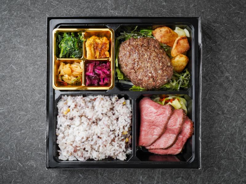 和牛ハンバーグと和牛ローストビーフのお弁当