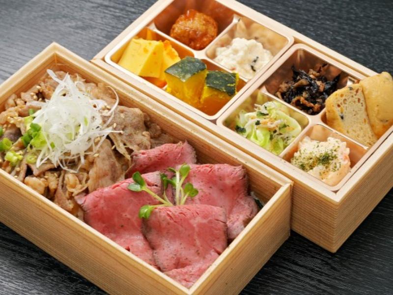 岡村牛炙り焼きとローストビーフ重御膳