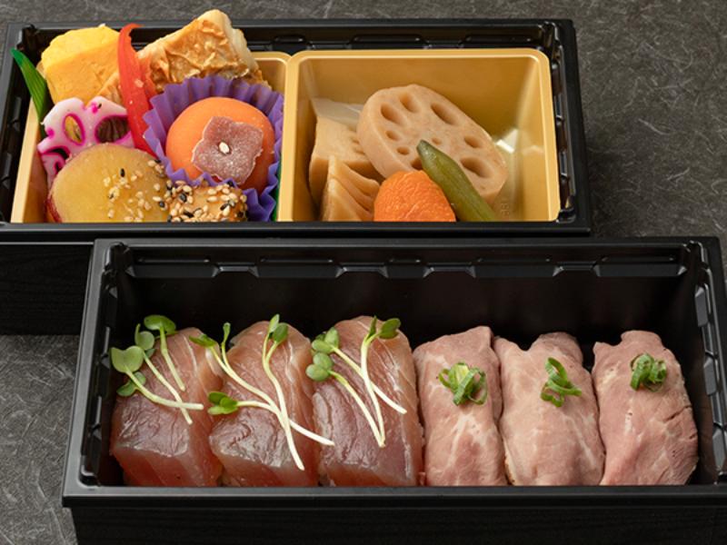 ローストビーフと漬け鮪寿司の彩り御膳