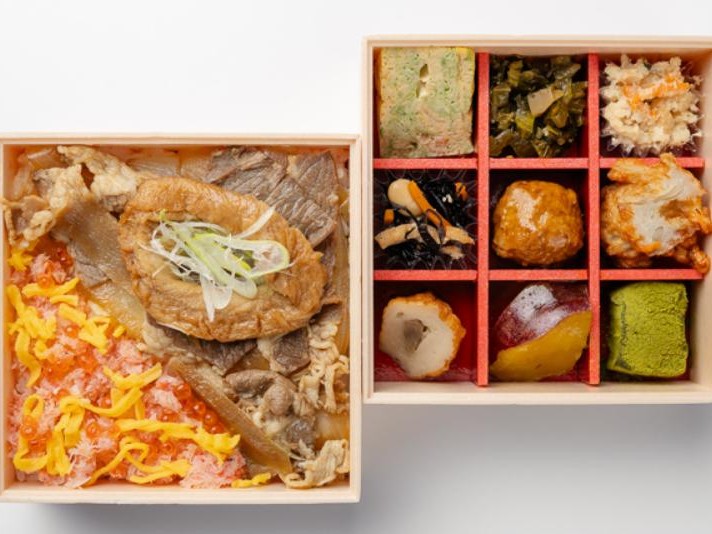 蟹ちらし・あふそや特製牛丼と彩り9升の二段弁当