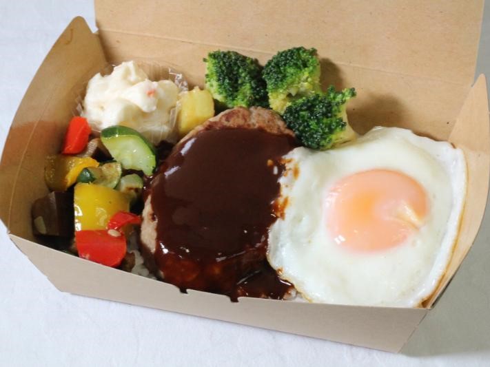 【ハワイアンカフェ】粗挽きハンバーグのロコモコ弁当