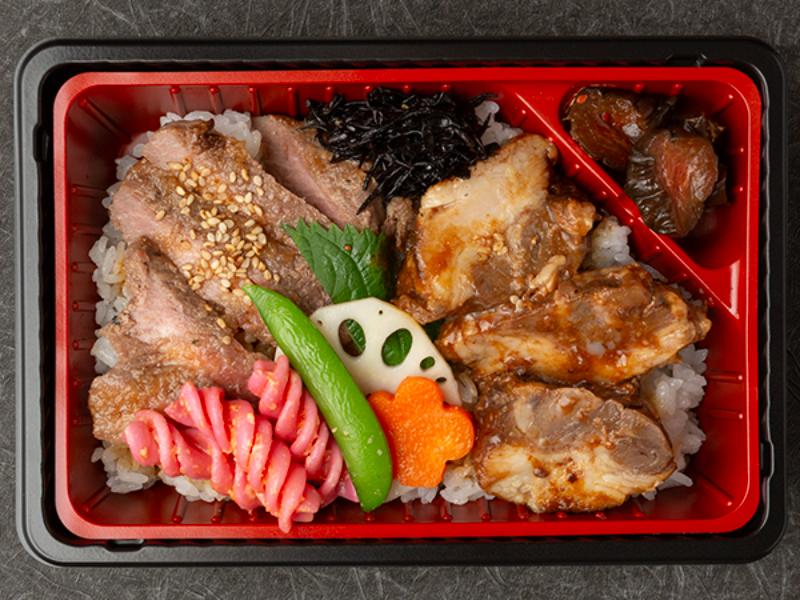 サーロインステーキとやわらか豚煮重