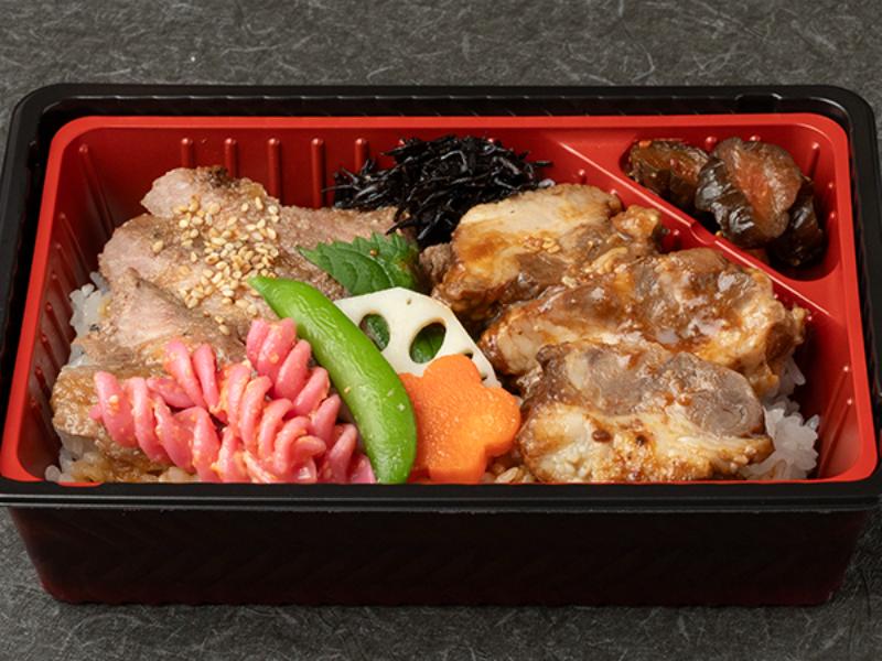 サーロインステーキとやわらか豚煮重