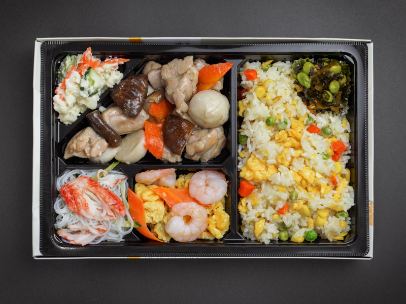 鶏と椎茸の中華風うま煮＆海老卵炒め御膳