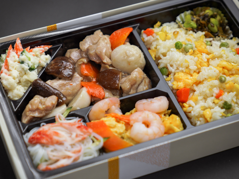 鶏と椎茸の中華風うま煮＆海老卵炒め御膳