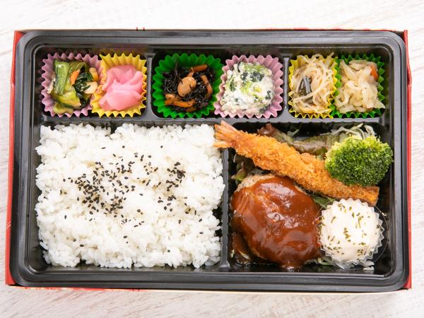 ハンバーグと海老フライ弁当