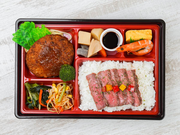 牛ロースステーキ＆和風ハンバーグ弁当