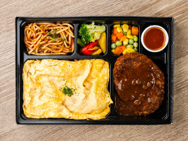 オムライスとデミグラスハンバーグ弁当