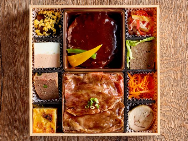 A4和牛焼きしゃぶと常陸牛入りハンバーグ弁当