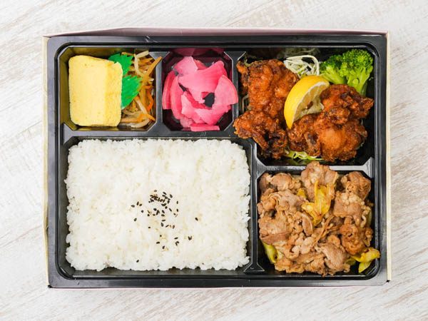 塩唐揚げと牛焼肉コンビ満腹弁当