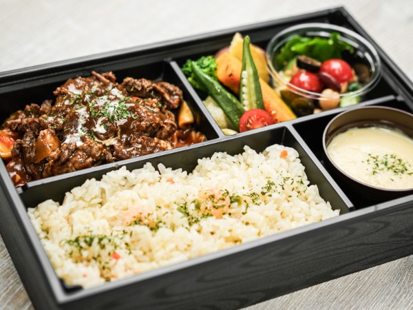 【スープ付き】牛タンルートのビーフシチュー＆ダブルサラダ弁当