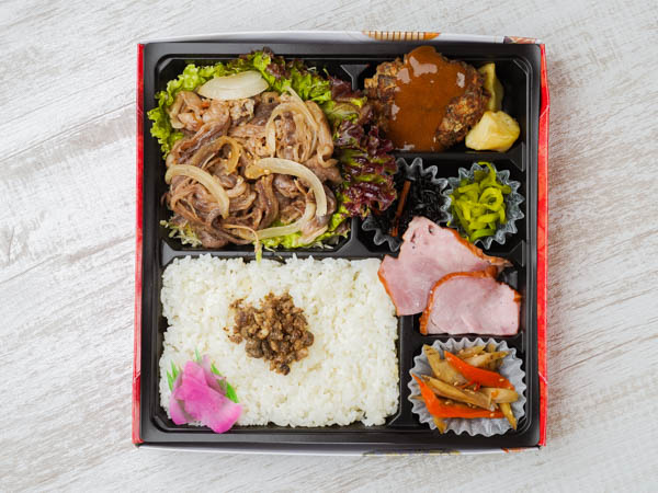 牛焼肉＆黒毛和牛手ごねハンバーグステーキ弁当