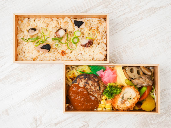 厳選牛ハンバーグと蛸飯