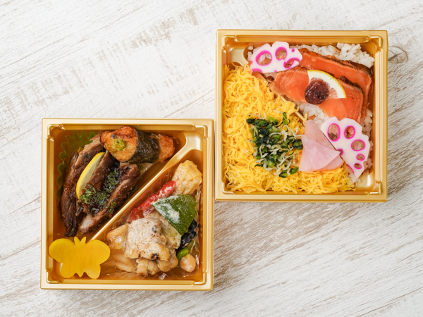 国産和牛ステーキとごろごろ温野菜の彩二段重