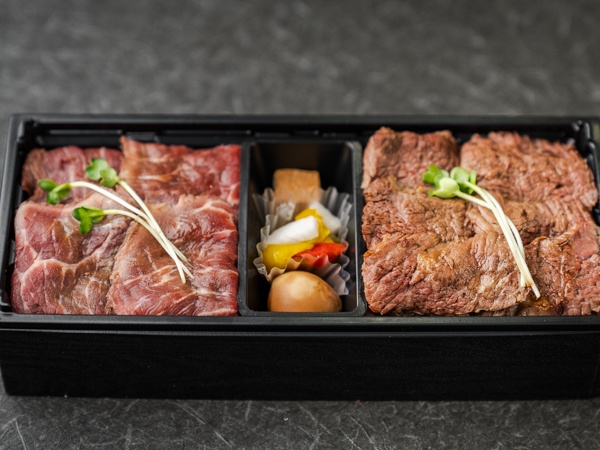 特選 炭火焼ステーキとローストビーフ重