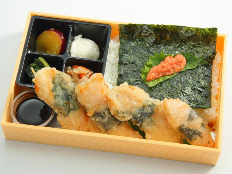 梅しそ竜田揚げの明太海苔弁当