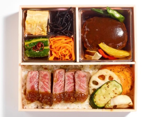A4和牛赤身ステーキ 常陸牛入ハンバーグ弁当