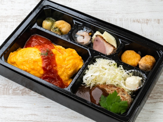 ハンバーグオムライス弁当【お茶付（185ml 缶）】