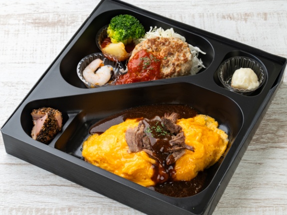 【和牛デミソースオムライス】ハンバーグ弁当
