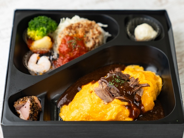 【和牛デミソースオムライス】ハンバーグ弁当