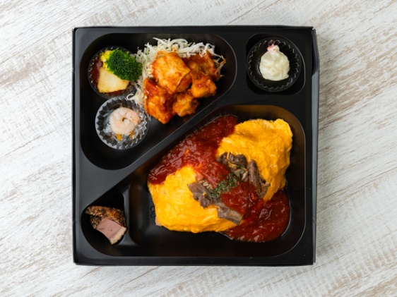 【和牛デミソースオムライス】鶏と帆立のトマト煮弁当