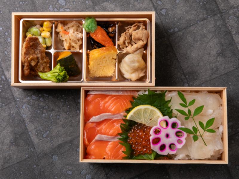 【南喜久の昆布〆】熟成サーモン・いくらと鯛食べ比べ2段重