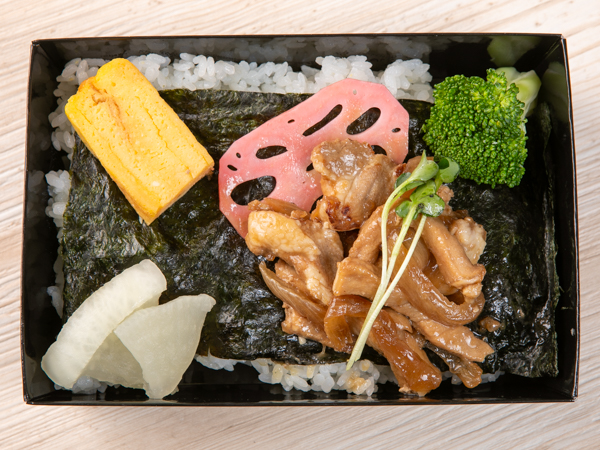 三元豚と淡路産玉葱の甘たれ生姜焼き海苔弁当