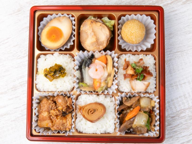 【贅沢9マス】海老野菜炒め・牛肉のオイスターソース炒め・中華風生姜焼き