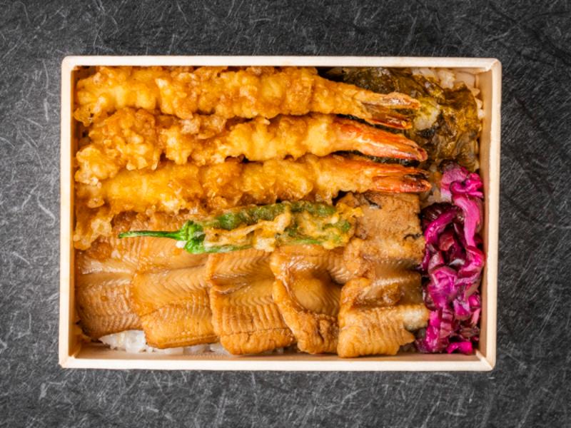 煮穴子と海老天重