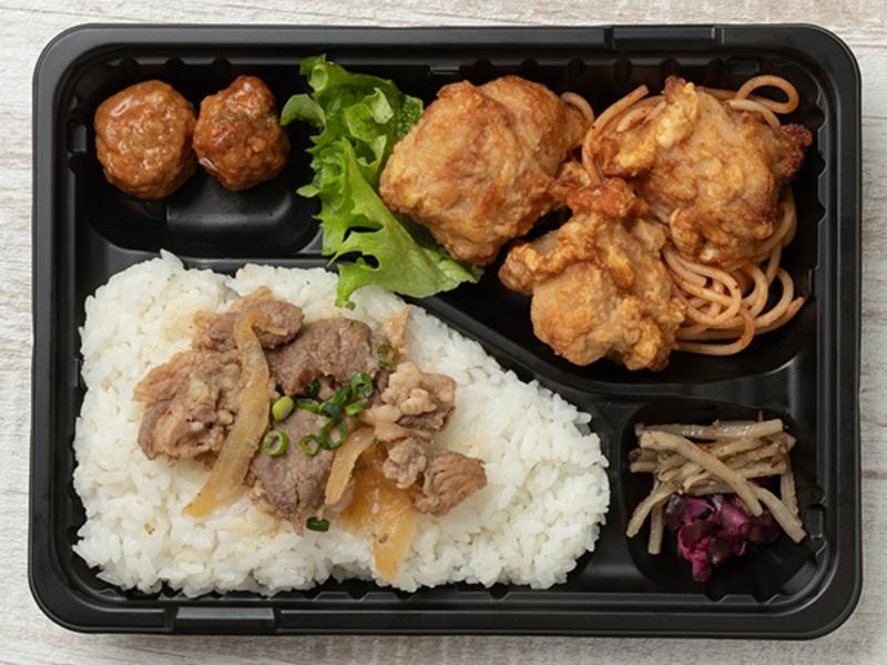 【牛焼肉のせ】鶏モモのから揚げ弁当