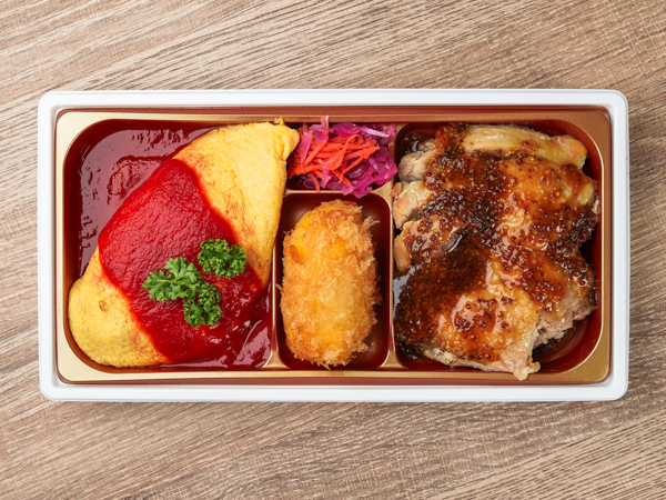 ハニーマスタードチキンステーキ＆オムライス＆クリームコロッケ