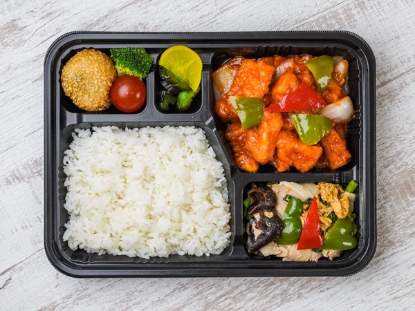 【お手頃！】白身魚甘酢ソース＆木須肉弁当