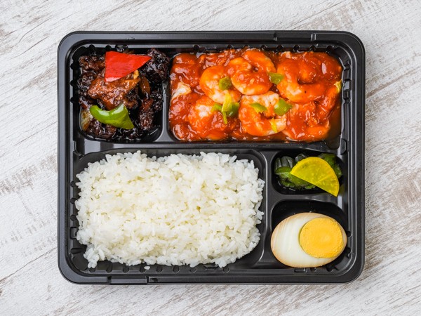 【イイ値！】エビチリ＆鶏の黒酢ソース弁当